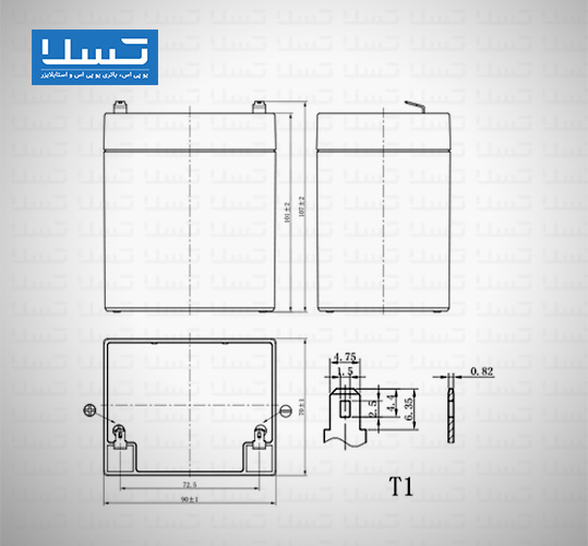 ابعاد باتری 4.5 باتری لئوچ 4.5 آمپر